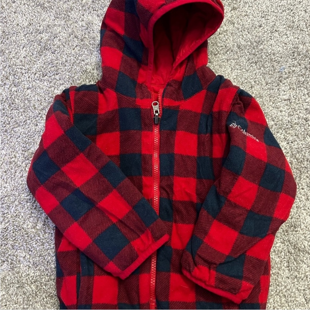 Columbia Kids Red Puffer Jacket 4T Reversible Excellent